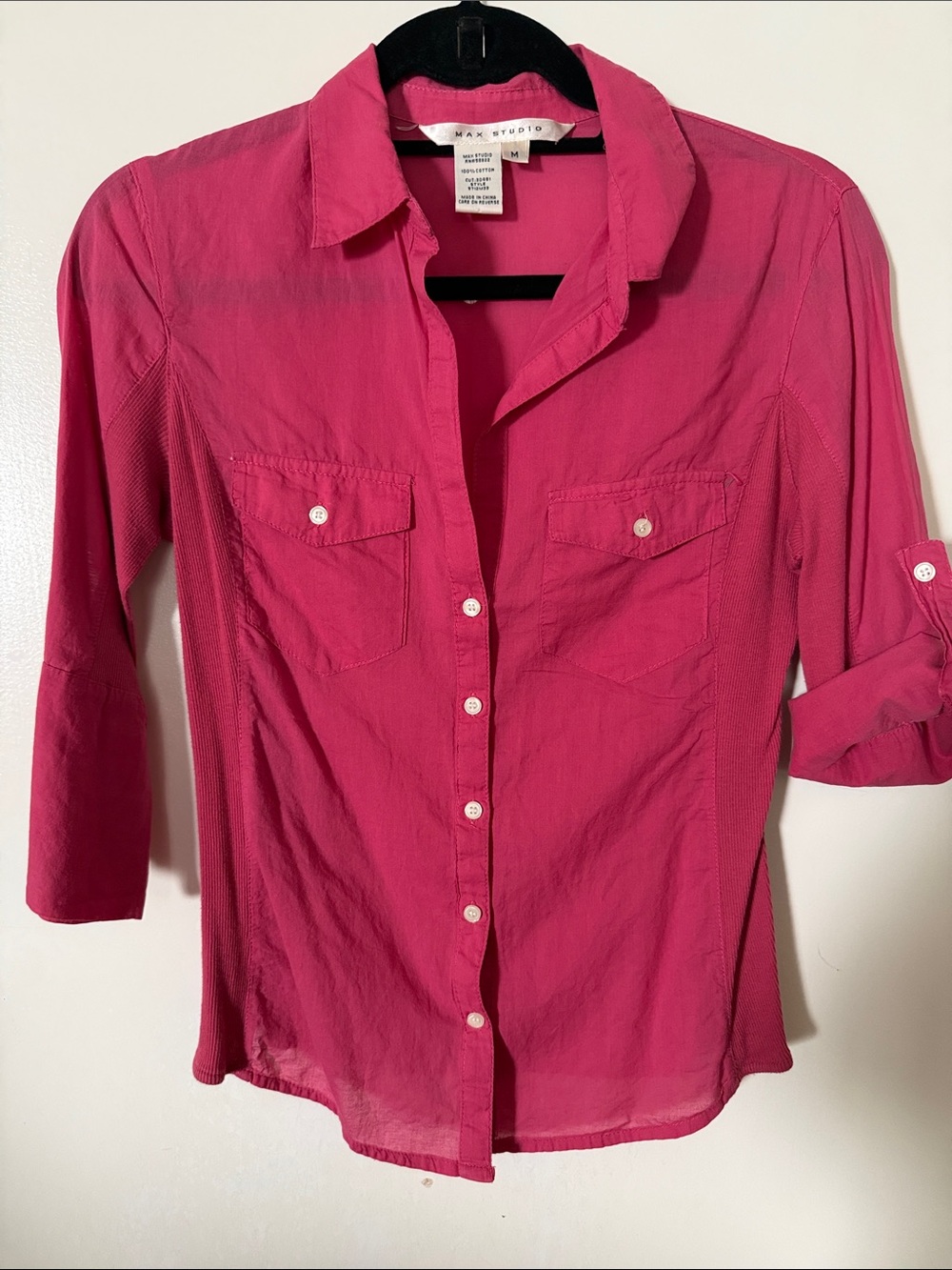 Max Studio Rasberry Button-Down Shirt